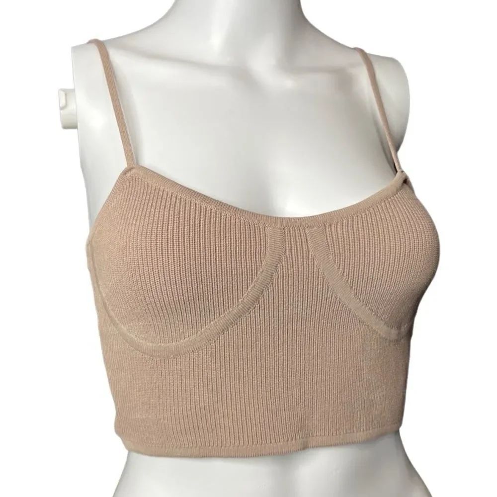 Signature8 Ribbed Bustier Crop Top Brown Size Small